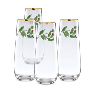 Lenox Holiday Stemless Flute Glasses, Set of 4, glass (view 2)