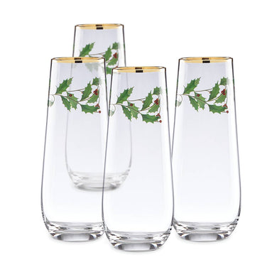 Lenox Holiday Stemless Flute Glasses, Set of 4, glass (view 2)