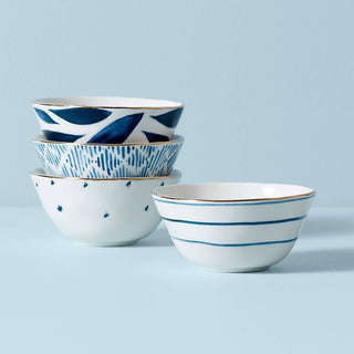 Lenox Blue Bay Dessert Bowls, Set of 4, porcelain