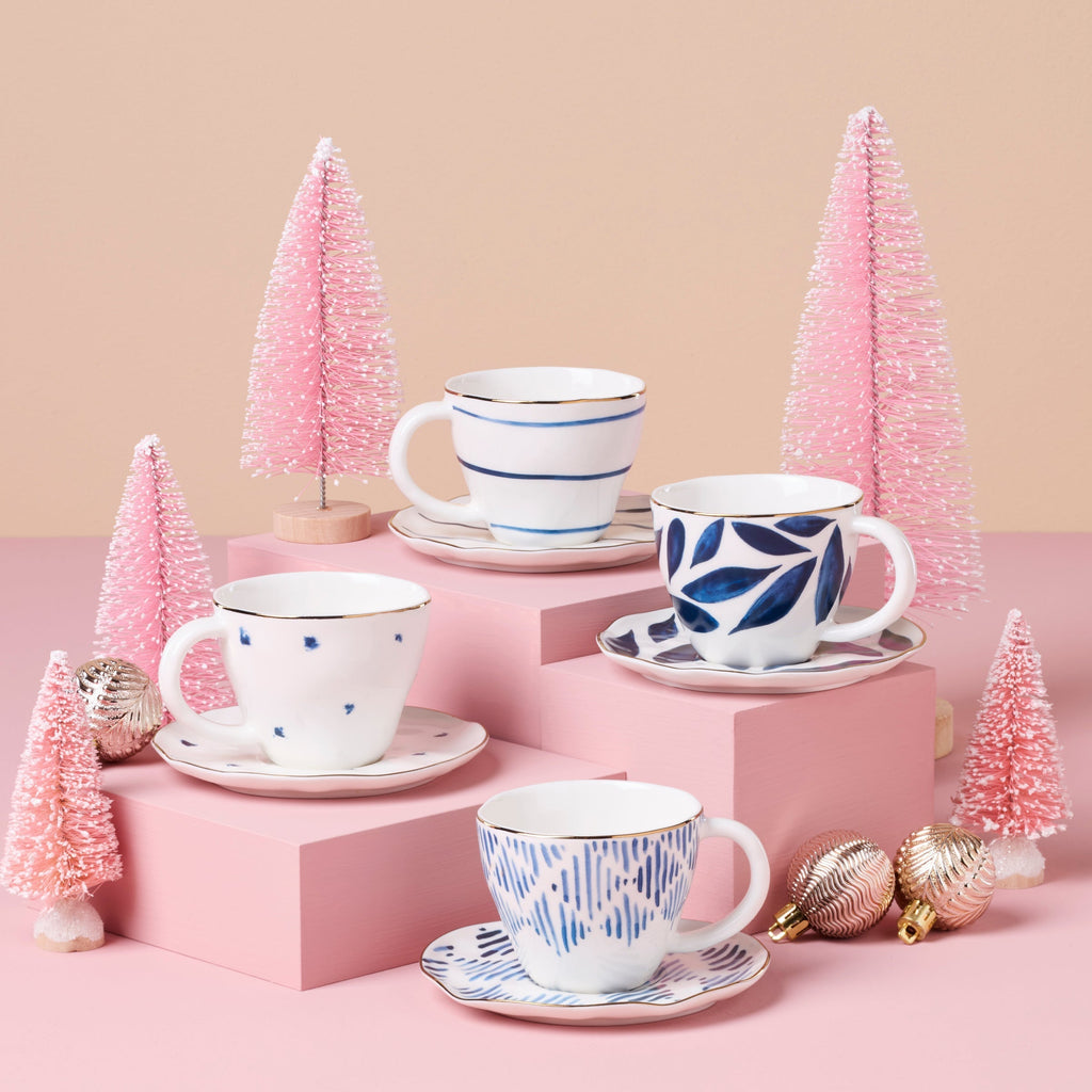 Lenox Blue Bay 8-Piece Espresso Cup & Saucer Set, porcelain (view 2)