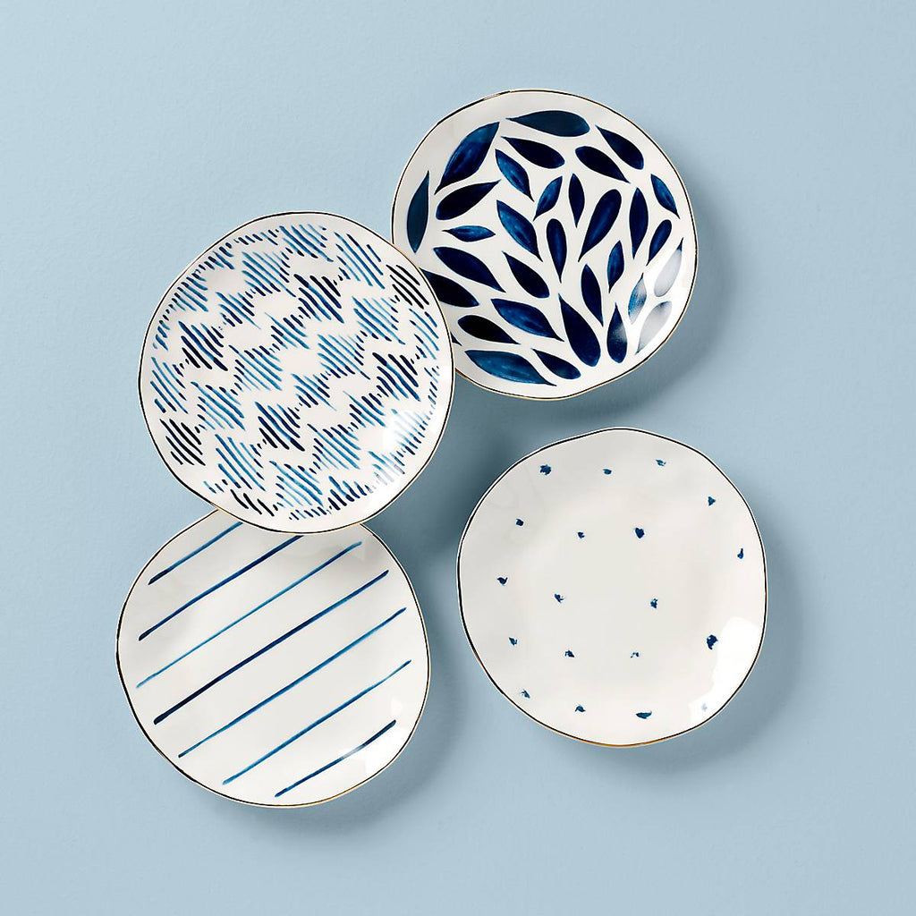 Lenox Blue Bay Tidbit Plates, Set of 4, porcelain