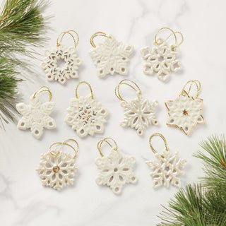 Lenox Snowflake 10-Piece Mini Ornament Set, porcelain (view 2)