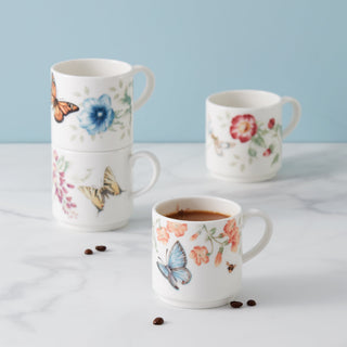 Lenox Butterfly Meadow Stacking Mugs - Set of 4, porcelain (view 3)