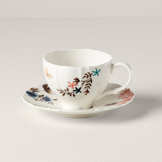 Lenox Sprig & Vine White Teacup & Saucer, porcelain