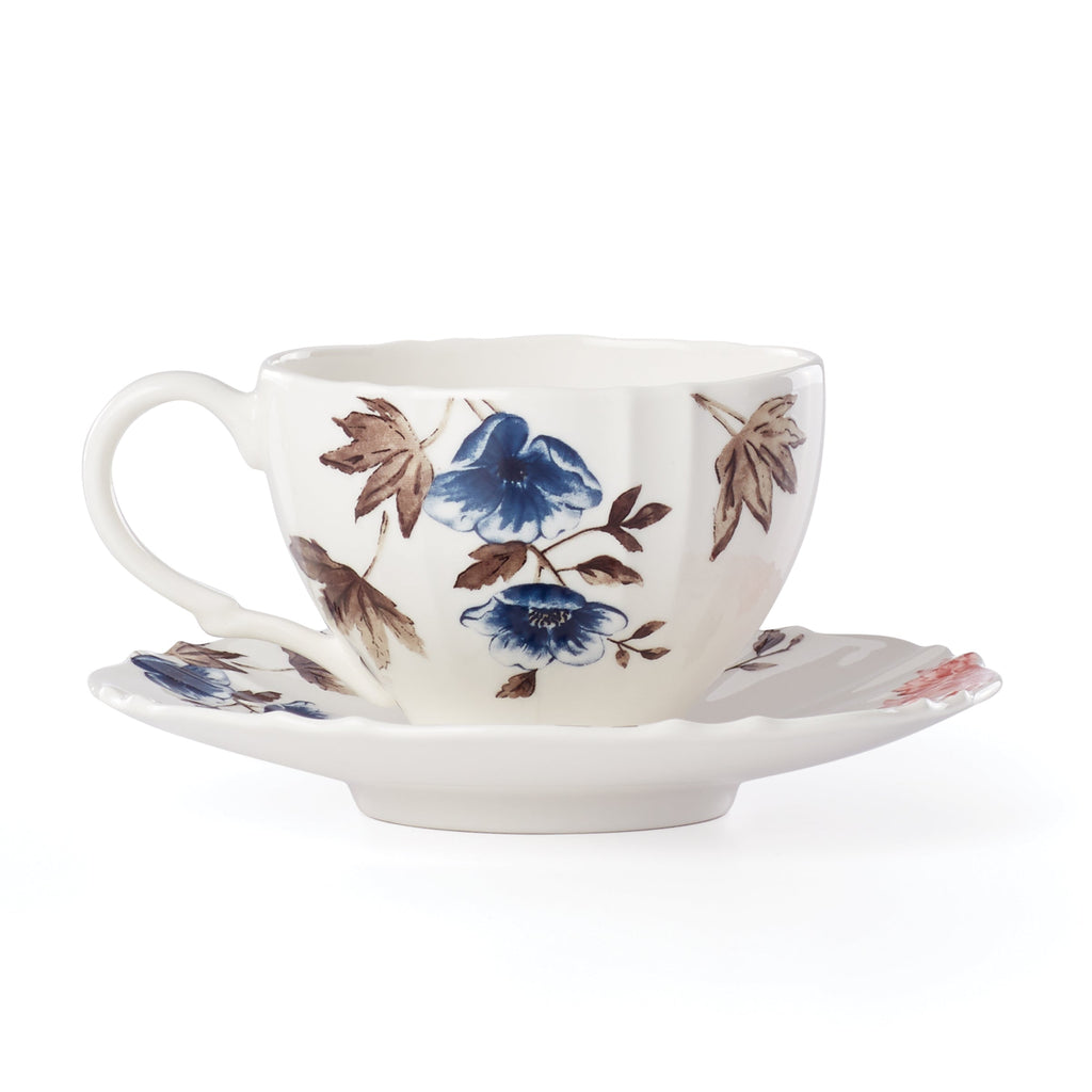Lenox Sprig & Vine White Teacup & Saucer, porcelain (view 2)