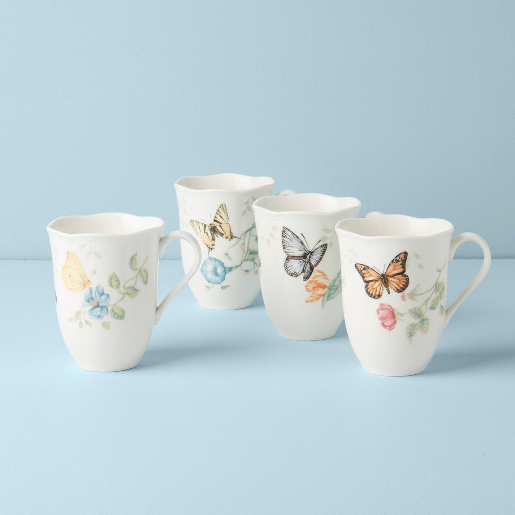 Lenox Butterfly Meadow Mugs, Set of 4, porcelain