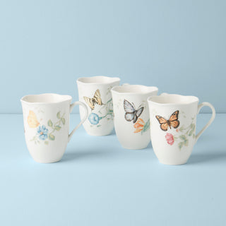 Lenox Butterfly Meadow Mugs, Set of 4, porcelain