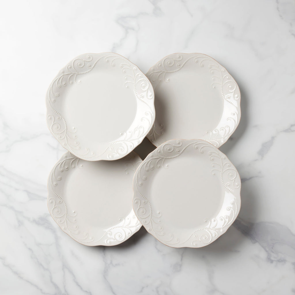 Lenox French Perle White Dinner Plates, Set of 4, stoneware