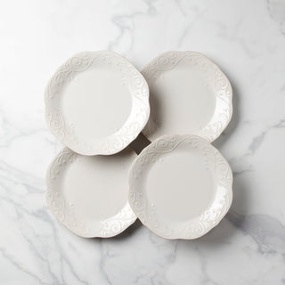 Lenox French Perle White Dinner Plates, Set of 4, stoneware