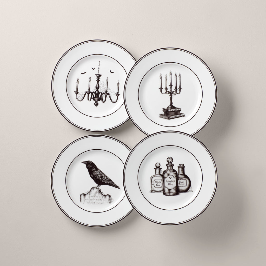 Lenox Vintage Halloween Dessert Plates, Set of 4, porcelain
