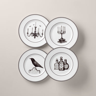 Lenox Vintage Halloween Dessert Plates, Set of 4, porcelain