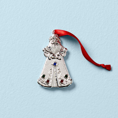 Lenox Jeweled Santa Charm Ornament, silverplate/nickel