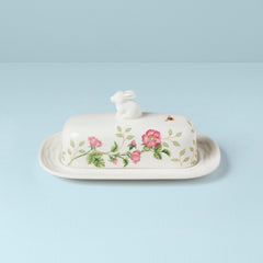 Lenox Butterfly Meadow Bunny Covered Butter Dish, porcelain