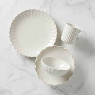 Lenox French Perle Scallop White 4-Piece Place Setting, stoneware