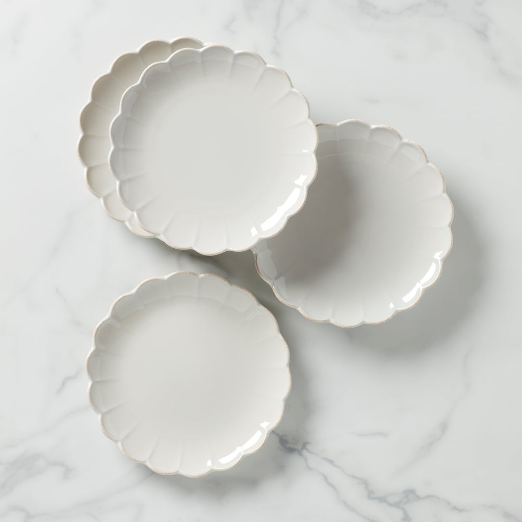 Lenox French Perle Scallop White Accent Plates, Set of 4, stoneware