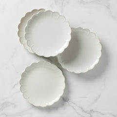 Lenox French Perle Scallop White Accent Plates, Set of 4, stoneware