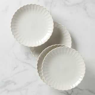 Lenox French Perle Scallop White Dinner Plates, Set of 4, stoneware