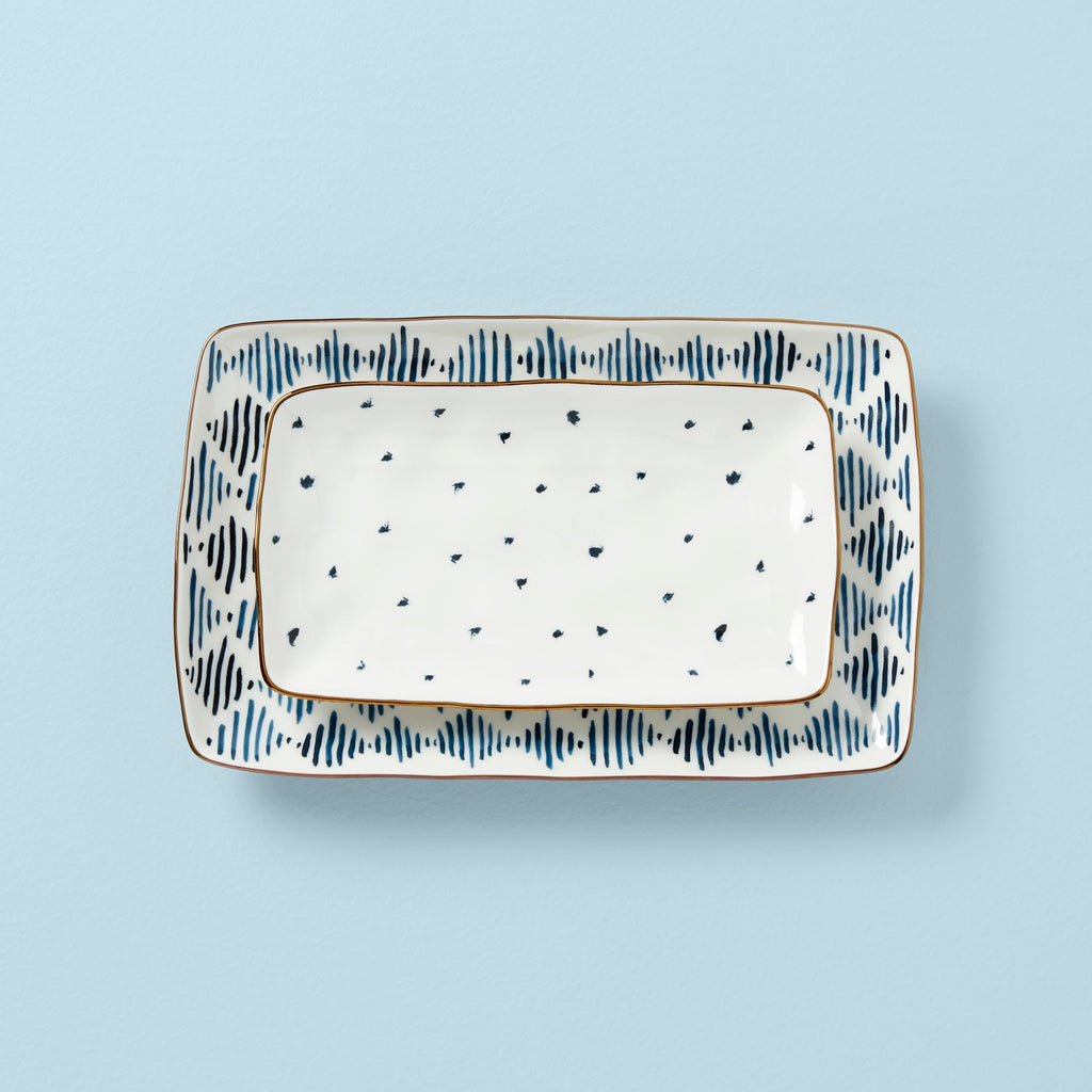 Lenox Blue Bay 2-Piece Nesting Platter Set, porcelain (view 2)