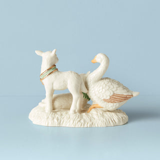Lenox First Blessing Goose & Lambs Figurine, porcelain (view 2)