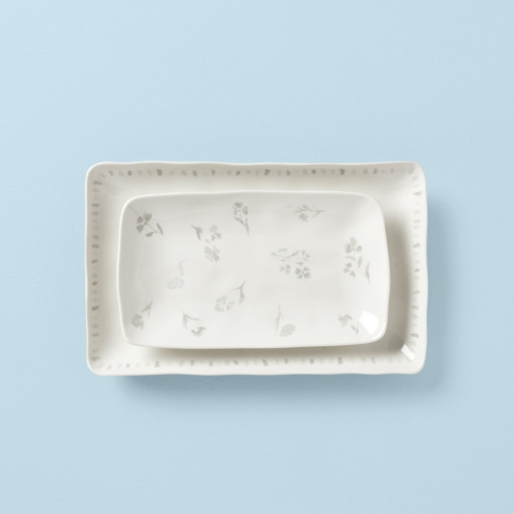 Lenox Oyster Bay 2-Piece Nesting Serving Platters, porcelain