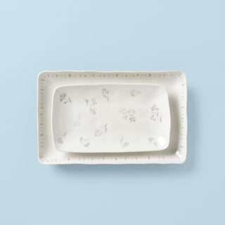 Lenox Oyster Bay 2-Piece Nesting Serving Platters, porcelain