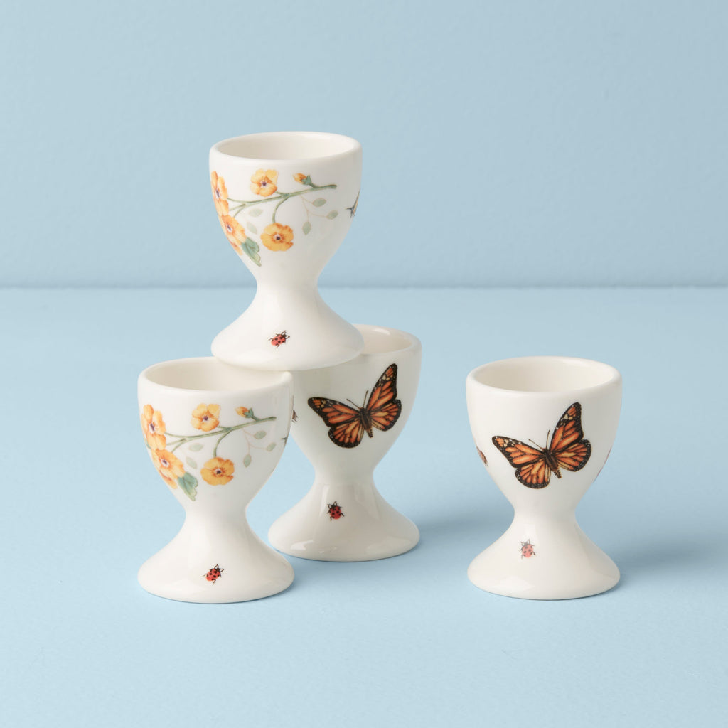 Lenox Butterfly Meadow Footed Egg Cups - Set Of 4, porcelain