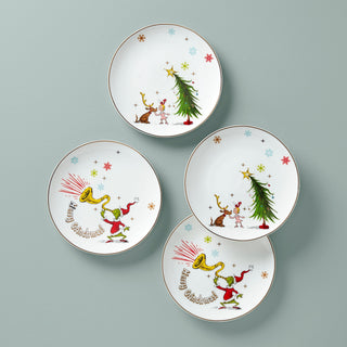 Lenox Merry Grinchmas Assorted Accent Plates, Set of 4, porcelain