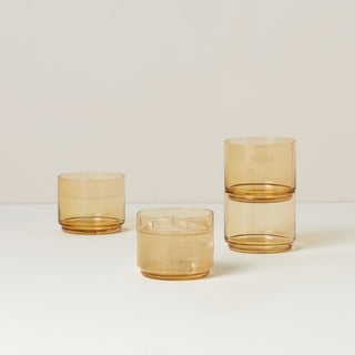 Lenox Tuscany Classics Stackable Amber Short Glasses, Set of 4, glass