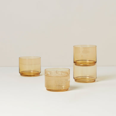 Lenox Tuscany Classics Stackable Amber Short Glasses, Set of 4, glass