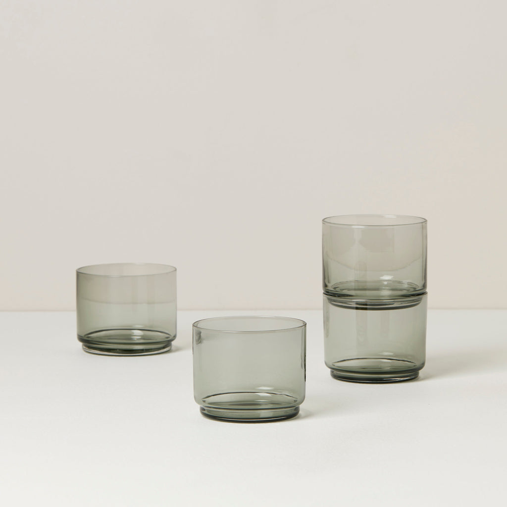 Lenox Tuscany Classics Stackable Smoke Short Glasses,  Set of 4, glass