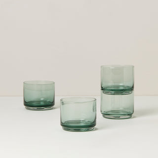 Lenox Tuscany Classics Stackable Green Short Glasses, Set of 4, glass