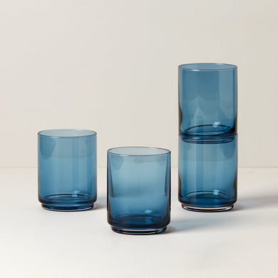 Lenox Tuscany Classics Stackable Blue Tall Glasses, Set of 4, glass