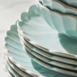 Lenox French Perle Scallop Ice Blue 12-Piece Dinnerware Set, stoneware (view 3)