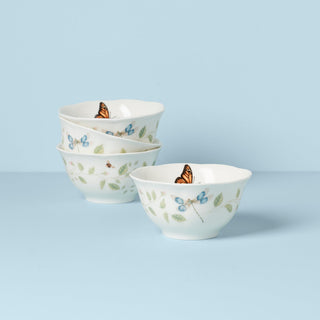Lenox Butterfly Meadow Vines Rice Bowls, Set of 4, porcelain