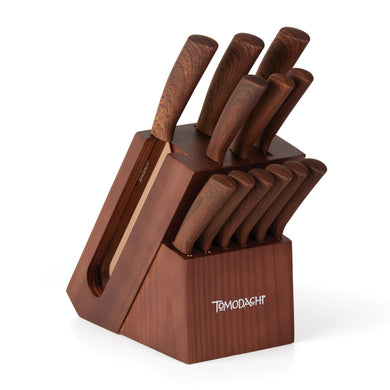 Hampton Forge Raintree Copper 13-Piece Cutlery Block Set, stainless steel/wood
