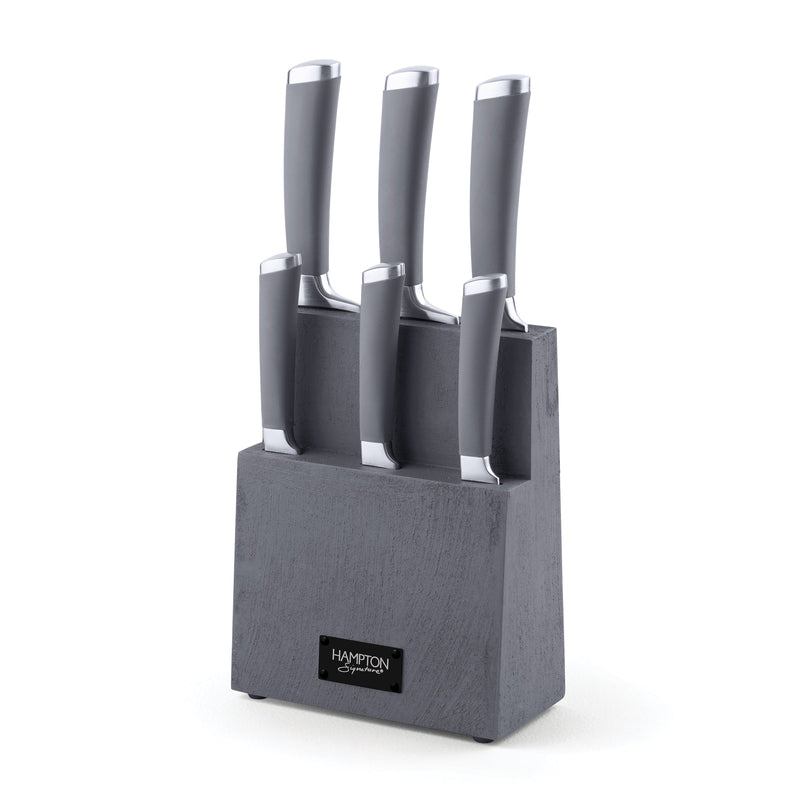 Hampton Forge Beton 7-Piece Cutlery Block Set, wood/acacia/stainless