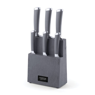 Hampton Forge Beton 7-Piece Cutlery Block Set, wood/acacia/stainless
