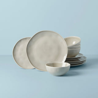 Lenox Bay Colors Grey 12-Piece Dinnerware Set, porcelain