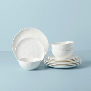 Lenox Bay Colors White 12-Piece Dinnerware Set, porcelain