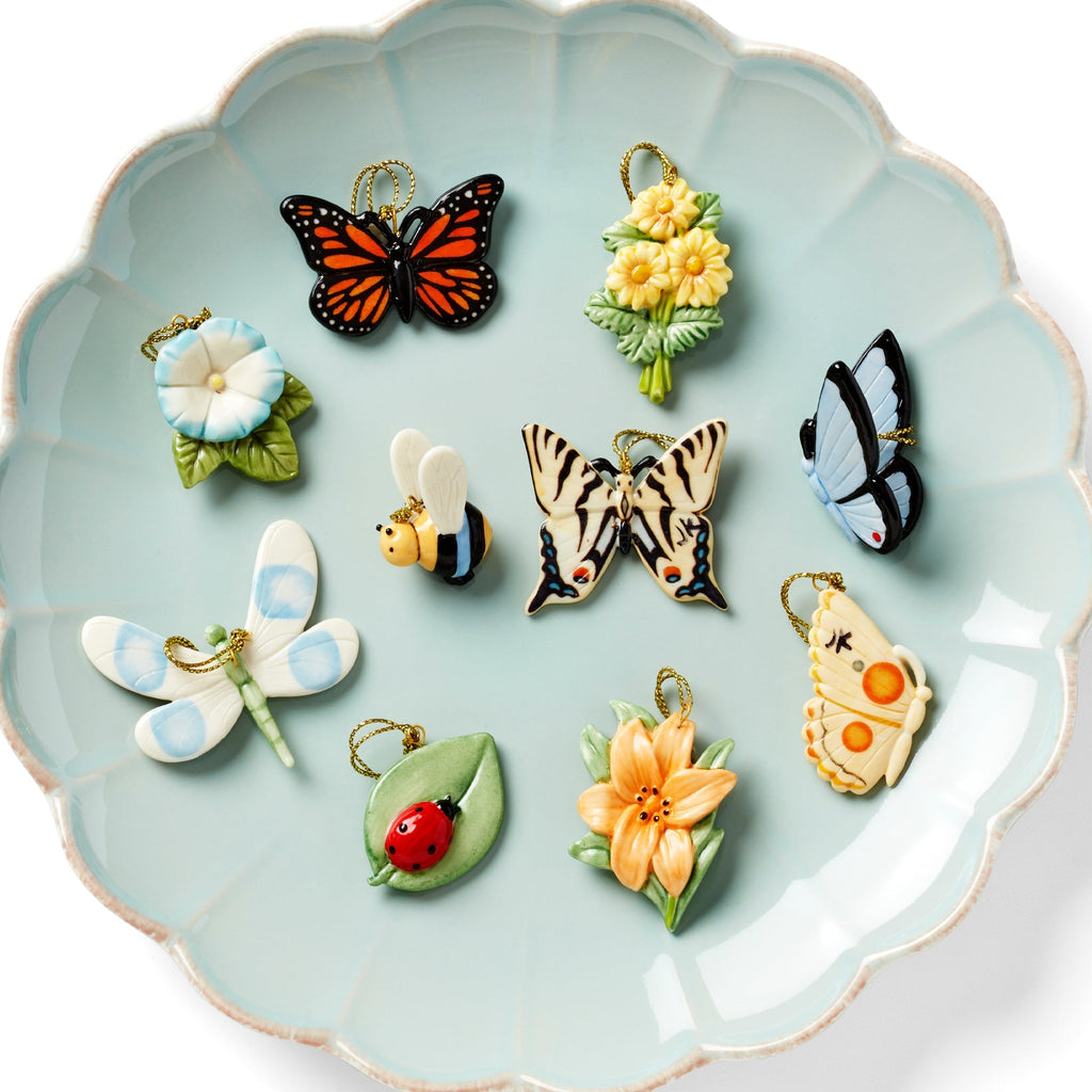 Lenox Butterfly Meadow 10-Piece Mini Ornament Set, porcelain (view 4)