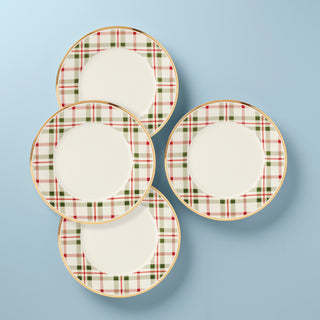 Lenox Holiday Plaid Dinner Plates, Set of 4, porcelain