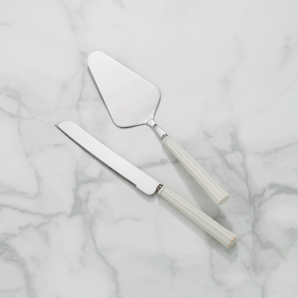 Lenox French Perle Scallop 2-Piece Dessert Set, stainless steel
