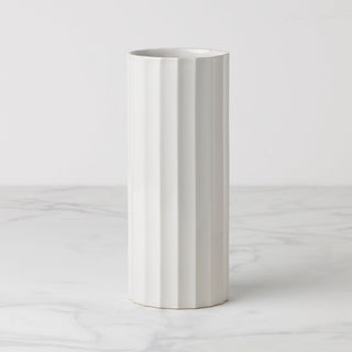Lenox French Perle Scallop White Cylinder Vase, stoneware