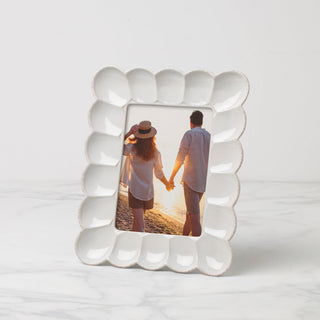 Lenox French Perle Scallop White 5x7 Photo Frame, stoneware