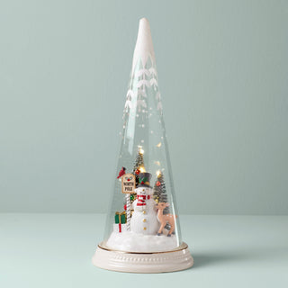 Lenox Merry & Magical North Pole Snowman Scene, porcelain/glass