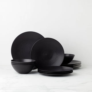 Lenox LX Collective Black 12-Piece Dinnerware Set, porcelain