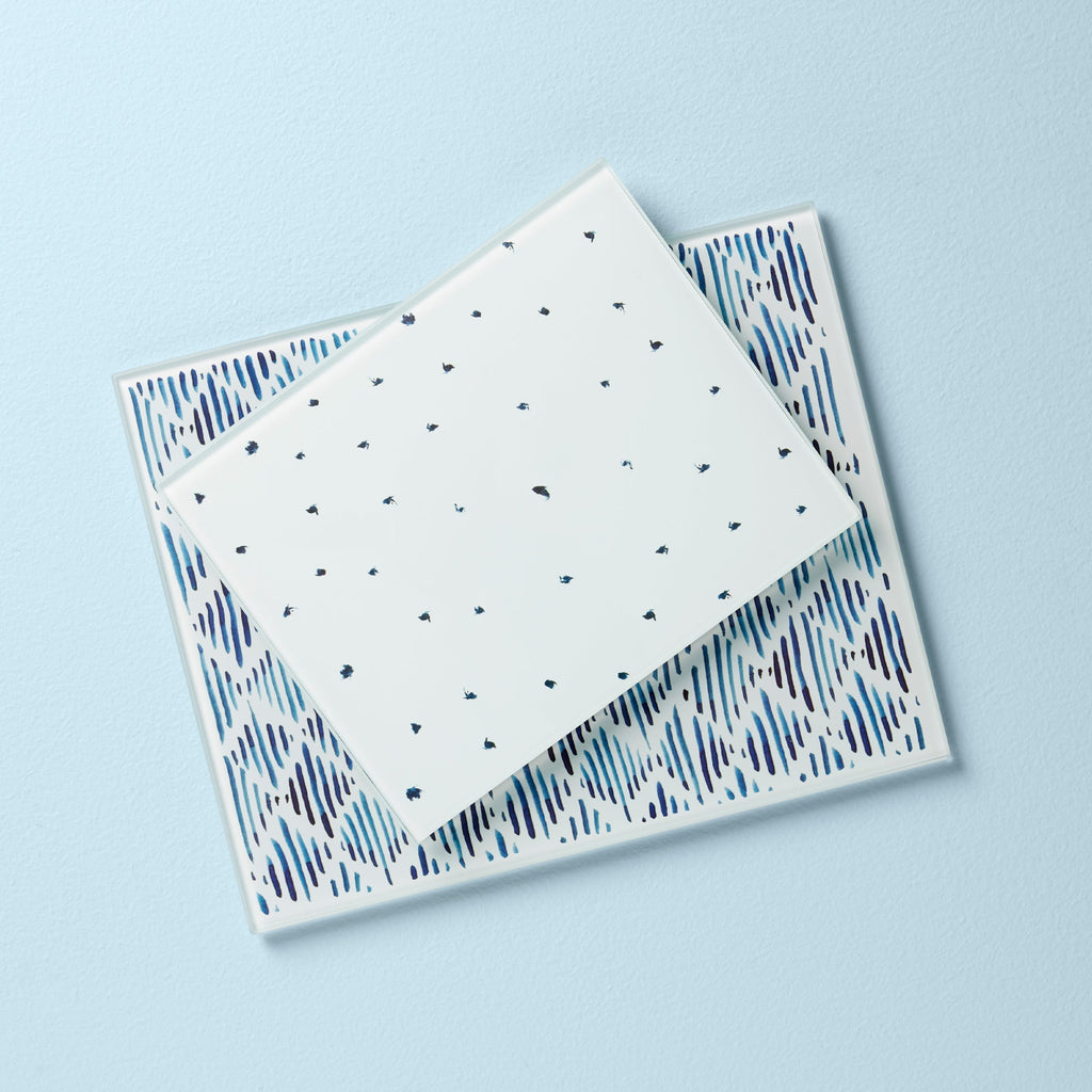 Lenox Blue Bay 2-Piece Glass Cutting Board Set, glass