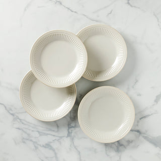 Lenox French Perle Groove White Dinner Plates, Set of 4, stoneware