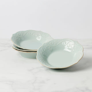 Lenox French Perle Ice Blue Pasta Bowls, Set of 4, stoneware
