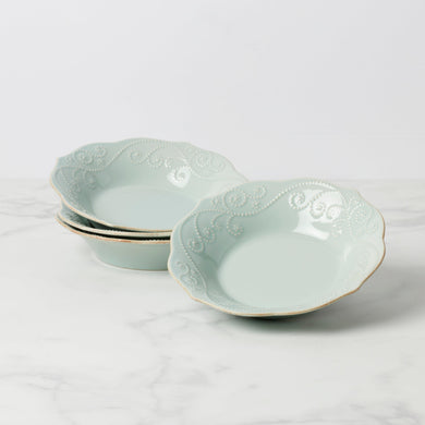 Lenox French Perle Ice Blue Pasta Bowls, Set of 4, stoneware
